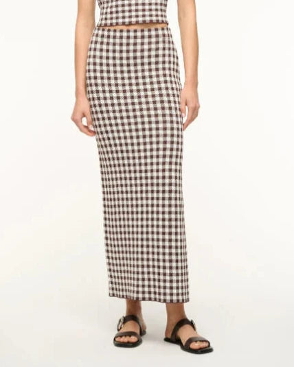 Staud Karina Skirt | Dark Chocolate Gingham