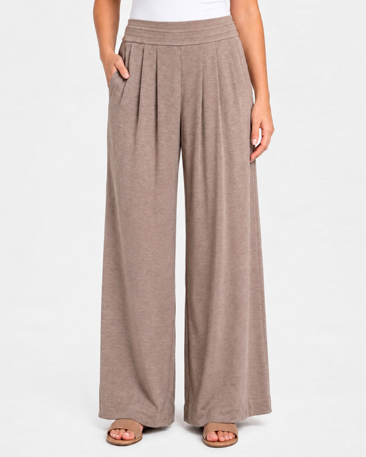 Liverpool Pull-on Pleated Wide Leg | Heathered Taupe