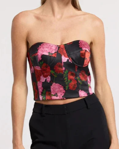 Generation Love Enya Floral Satin Bustier | Floral Fantasy Red