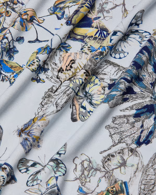 L'Agence Ressi Fitted Tee | Grey Multi Watercolor Butterfly