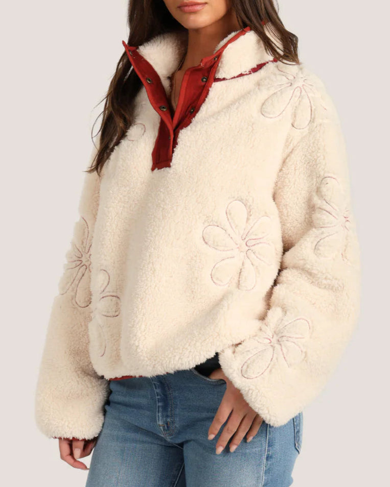 Dylan Flora Pullover | Dark Red