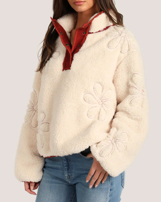 Dylan Flora Pullover | Dark Red