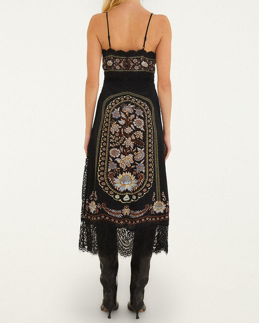 Farm Rio Daniela Lace Sleeveless Midi Dress