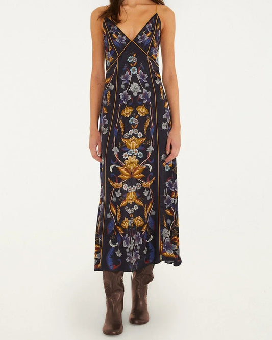 Farm Rio Golden Nature Slip Maxi Dress