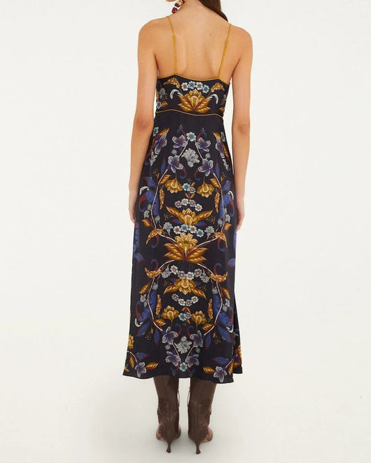 Farm Rio Golden Nature Slip Maxi Dress
