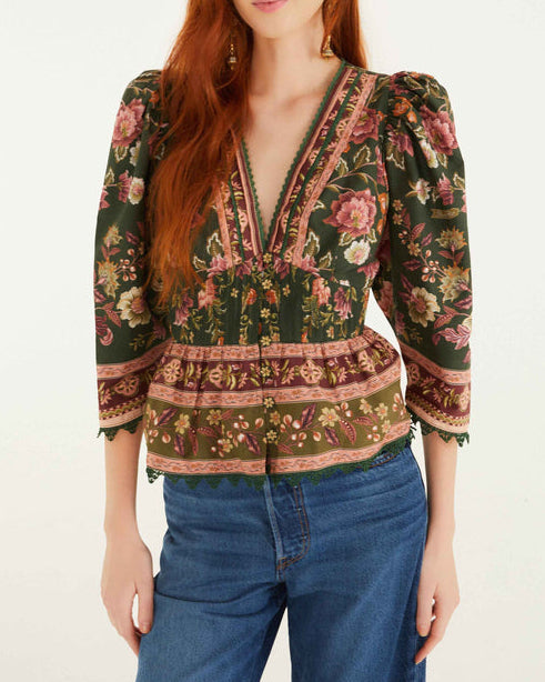 Farm Rio Green Flowering Garden Tree Blouse