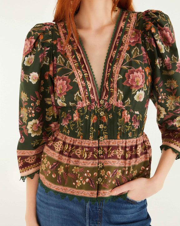 Farm Rio Green Flowering Garden Tree Blouse