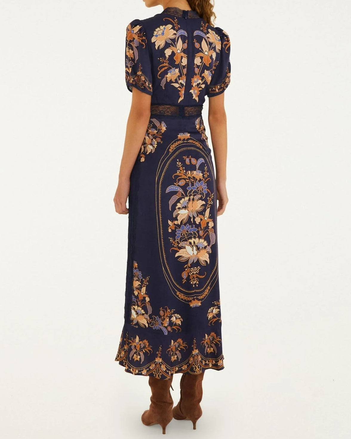 Farm Rio Lara Lace Puff Sleeve Maxi Dress