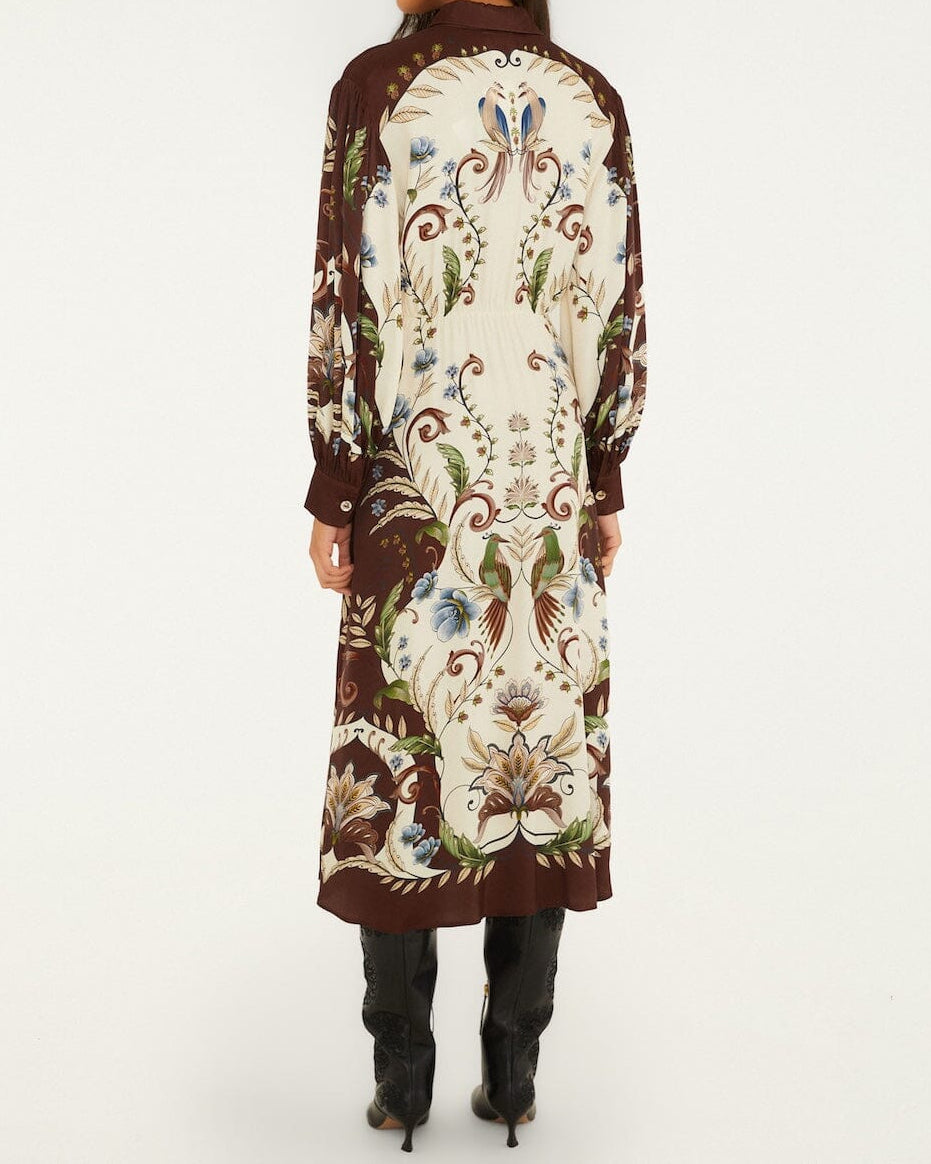 Farm Rio Millena Collared Buttoned Midi Dress
