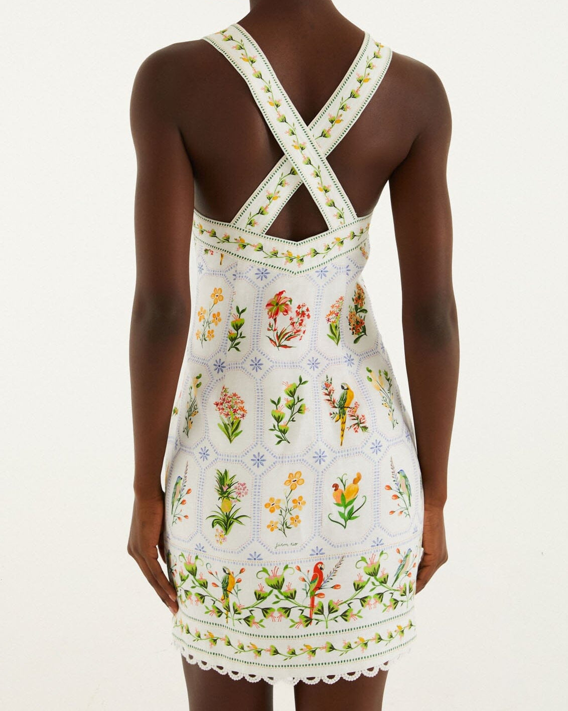 Farm Rio Tropical Porcelain Off-White Mini Dress