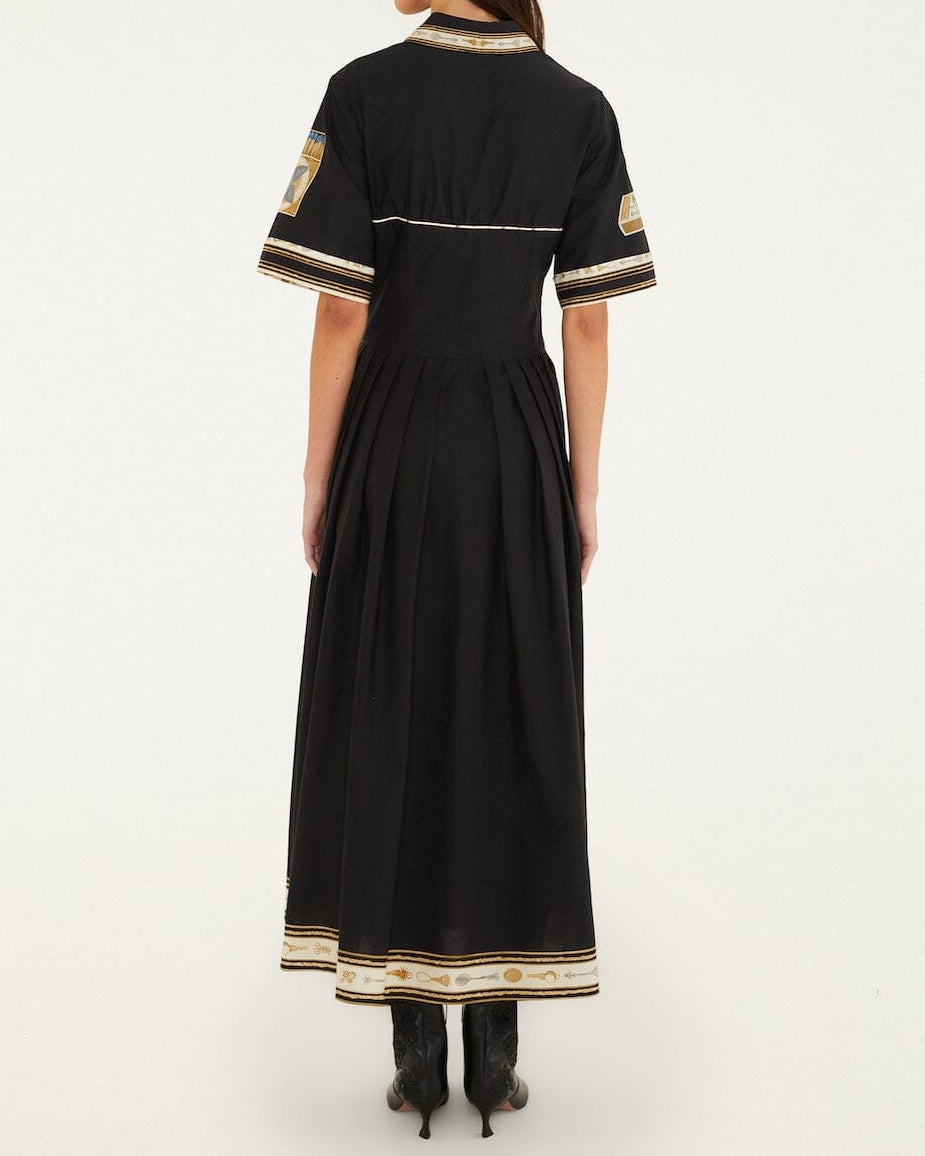 Farm Rio Vintage Souvenirs Black Buttoned Mini Dress