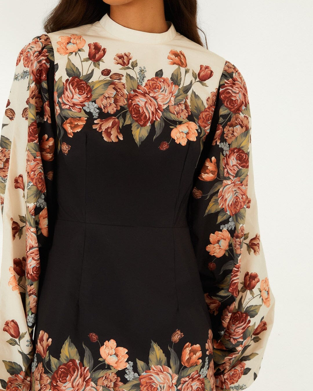 Farm Rio Winter Floral Long Sleeve Mini Dress
