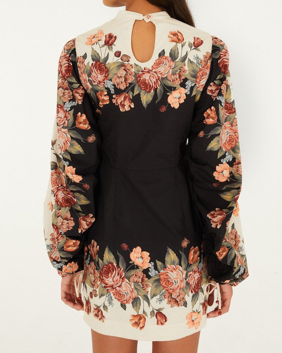 Farm Rio Winter Floral Long Sleeve Mini Dress