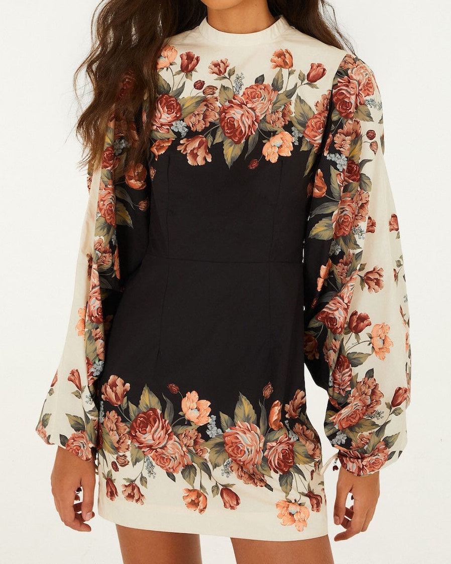 Farm Rio Winter Floral Long Sleeve Mini Dress