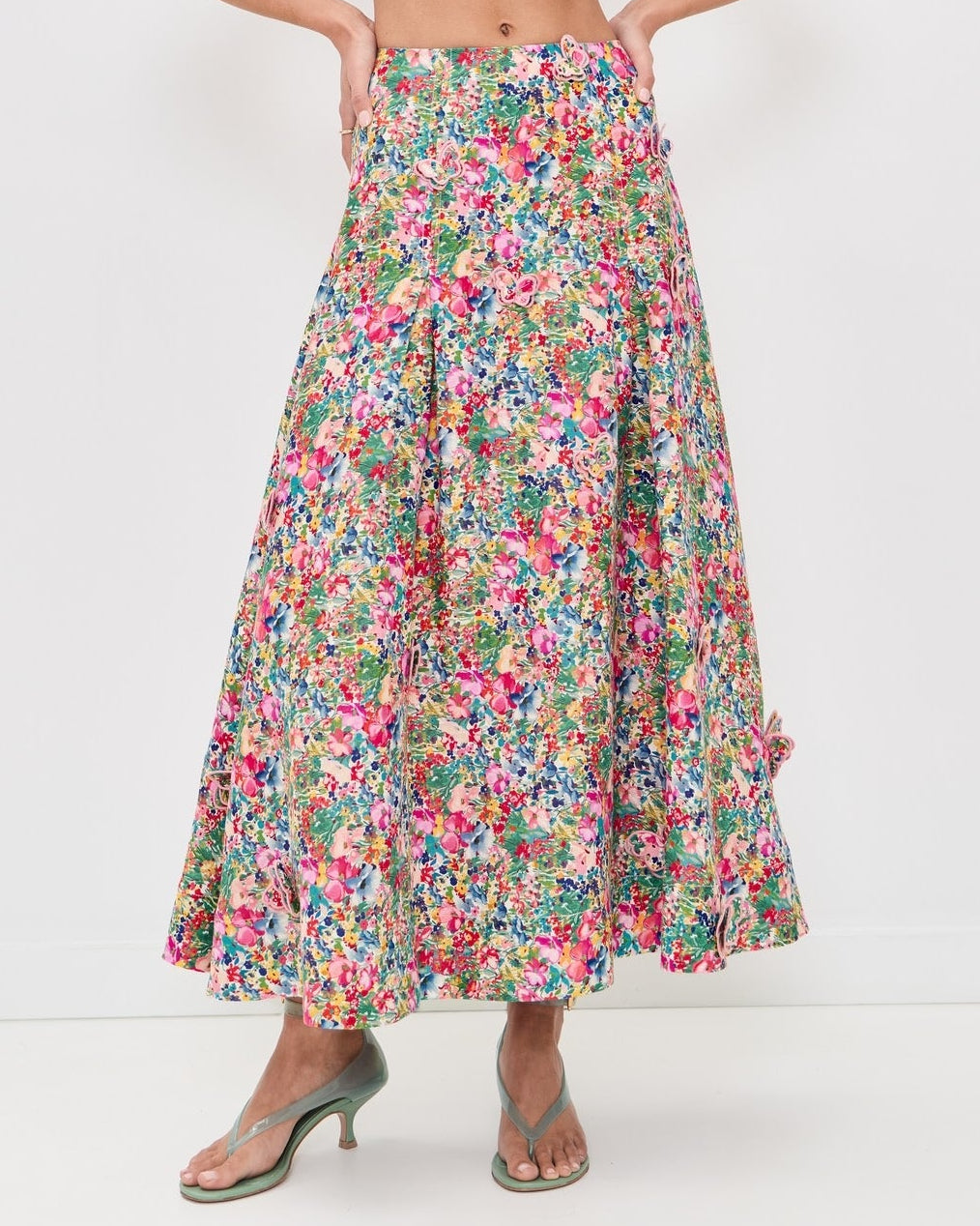 Farm Rio Peasant Floral Maxi Butterflies Skirt