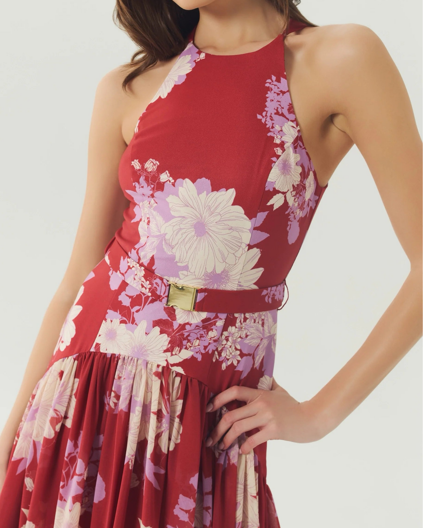 Hutch Abbey Dress | Red/Ivory