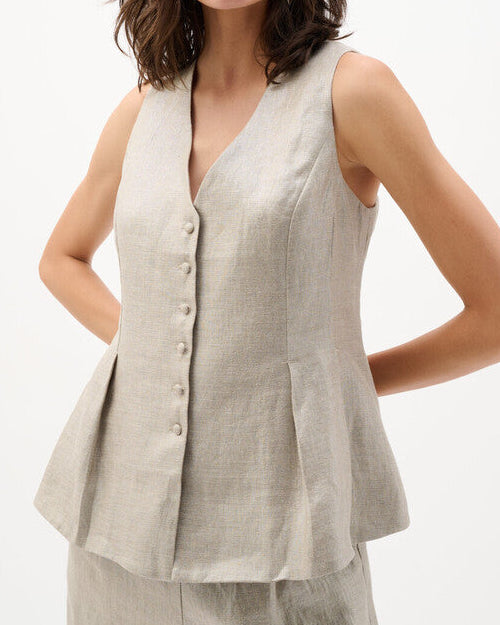Joseph Ribkoff Foiled Linen Peplum Vest