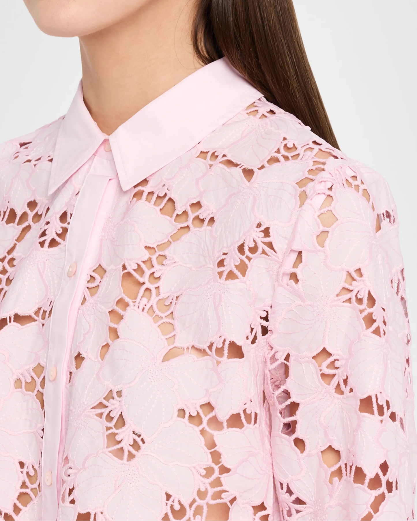 L'Agence Seychelle Cropped Eyelet Blouse