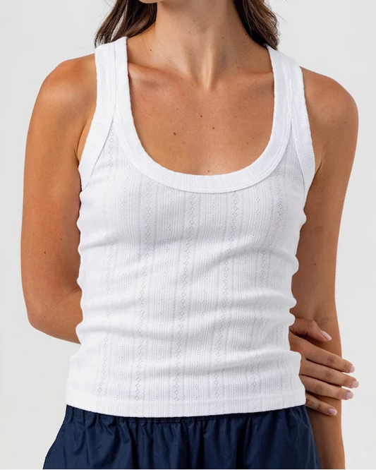 Sundays Pointelle Danny Tank | White