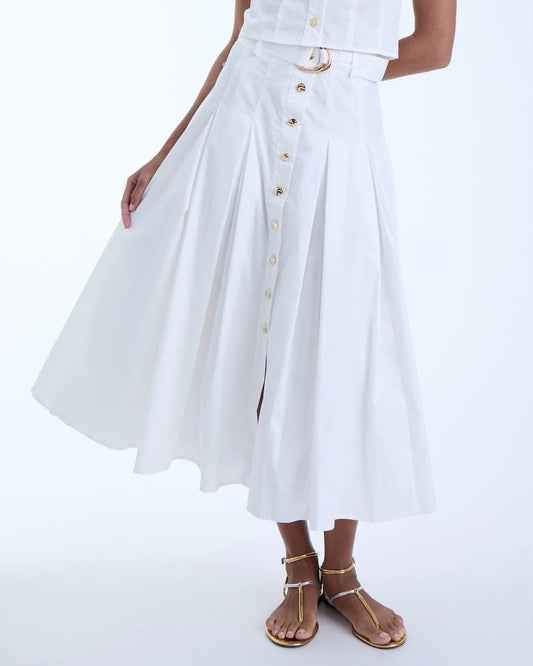 Karina Grimaldi Poppy Midi Skirt | White