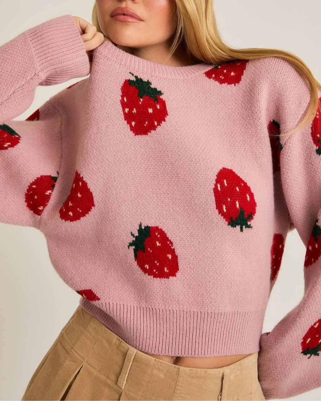 Le Lis Strawberry Crop Sweater