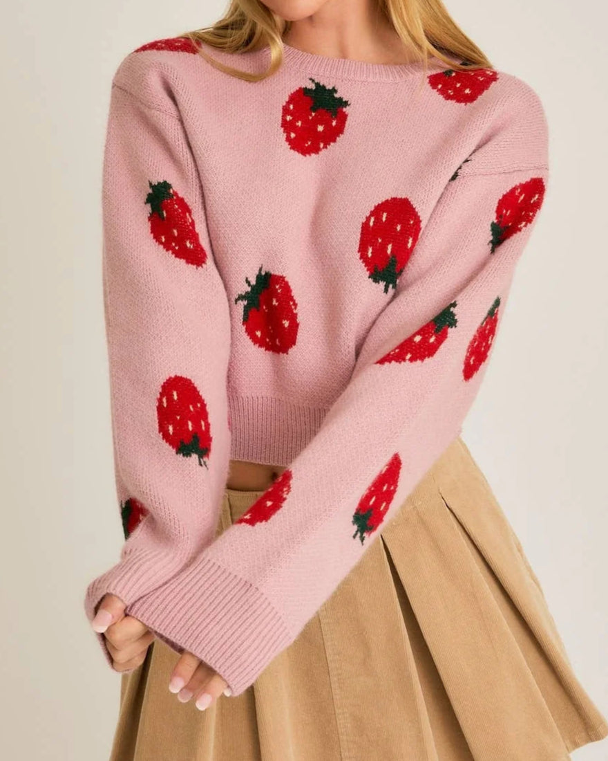 Le Lis Strawberry Crop Sweater