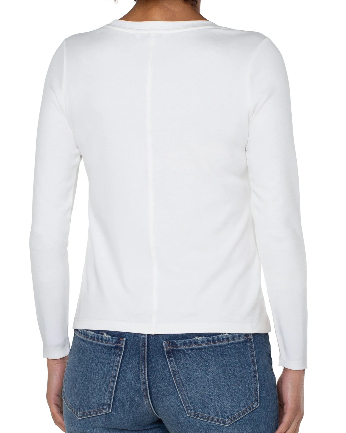 Liverpool Long Sleeve Scoop Neck Knit Top | Snow