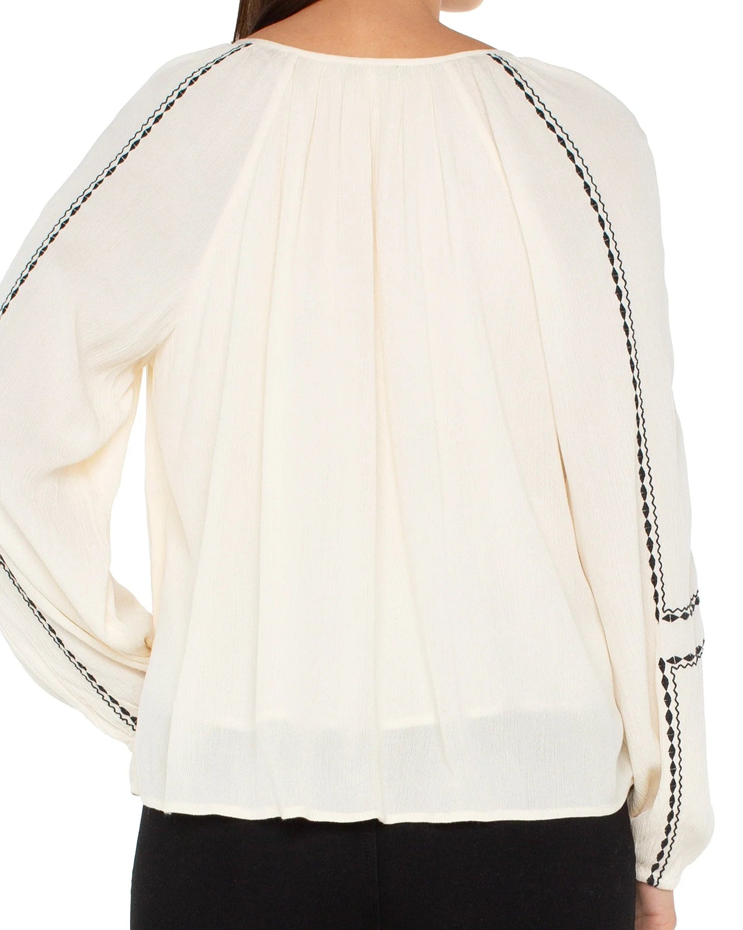 Liverpool Long Sleeve Raglan Embroidered Blouse