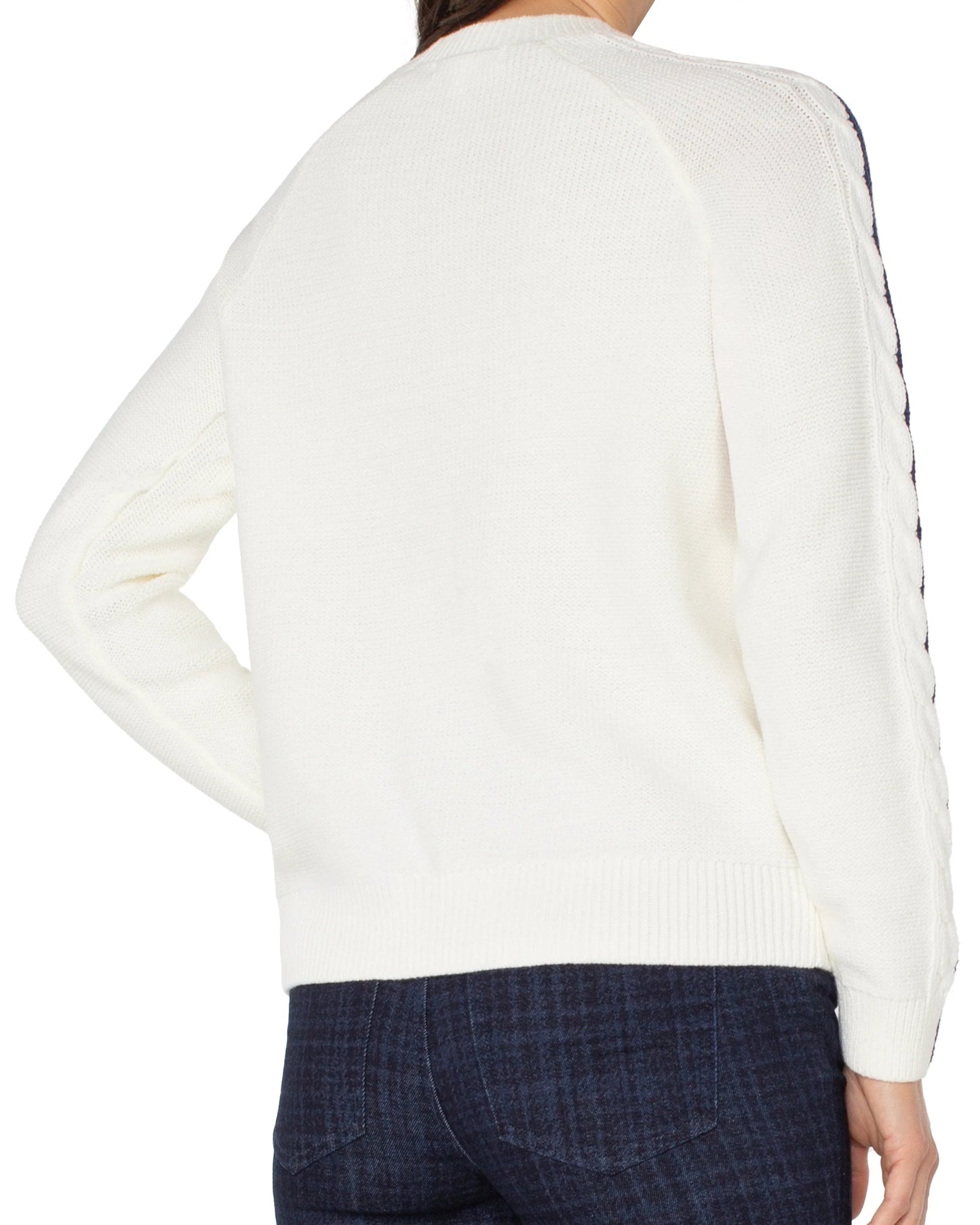 Liverpool Long Sleeve Crew Neck Raglan Sweater | Whisper White Navy