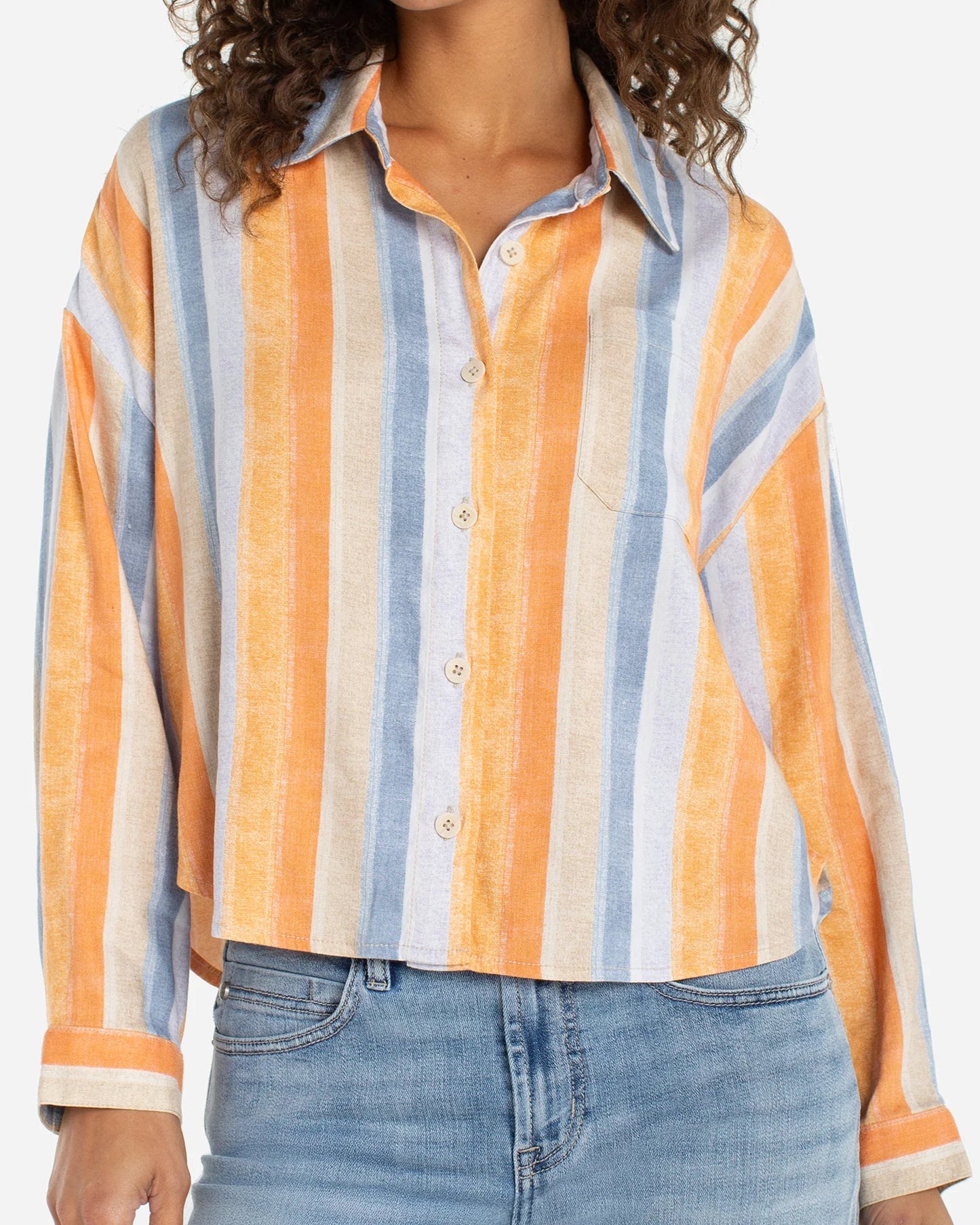 Liverpool Relaxed Button Down Shirt | Multi Stripe Print