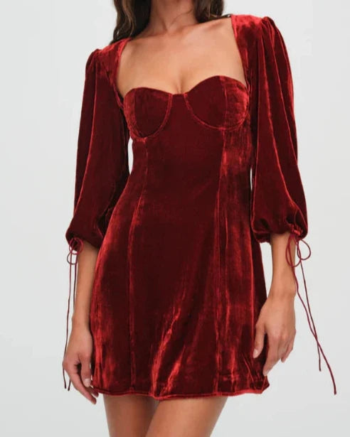 For Love & Lemons Nadine Velvet Mini Dress