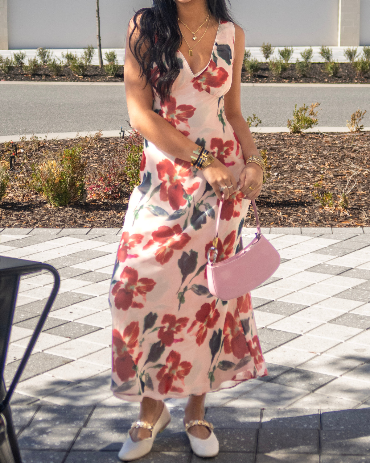 Mink Floral Midi Dress
