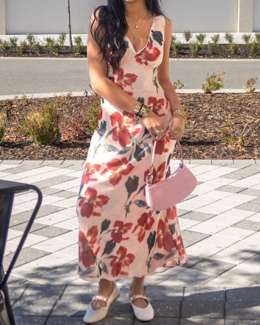 Mink Floral Midi Dress