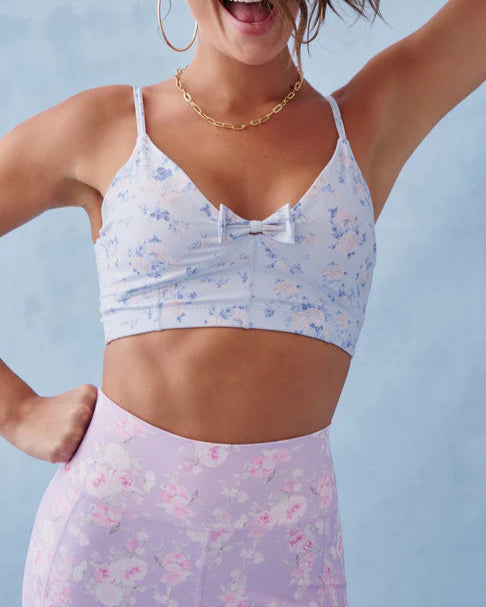 Love Shack Fancy Ridgeson Floral Active Bra | Whisper Blue