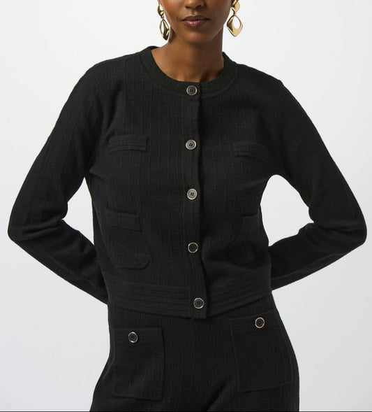 Joseph Ribkoff Knit Sweater Knit Jacket | Black